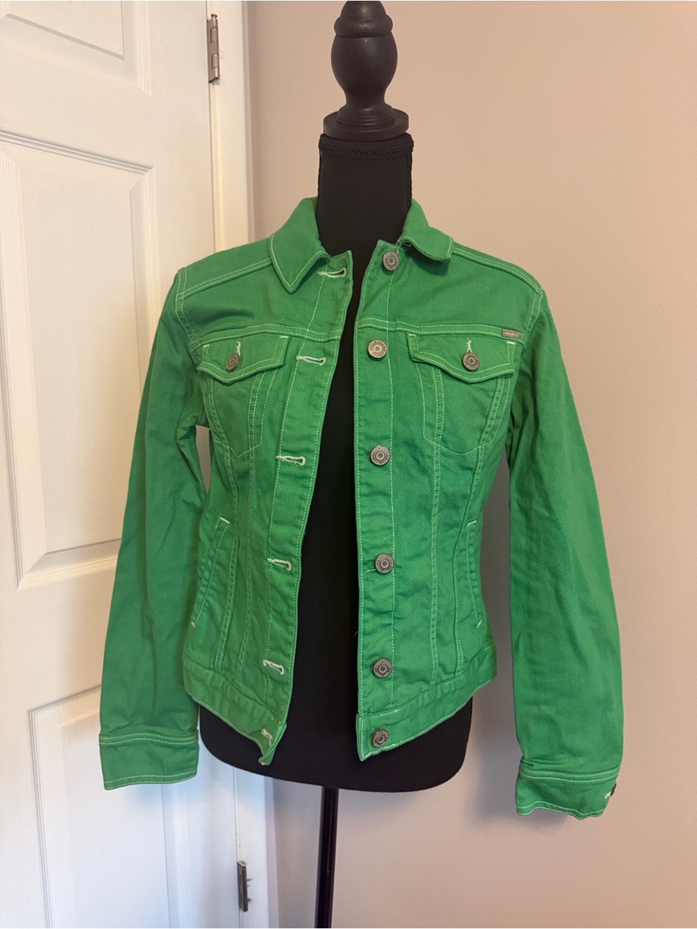Eddie Bauer Green Denim Jacket - Button-Front Casual Jean Jacket - Picture 7 of 7